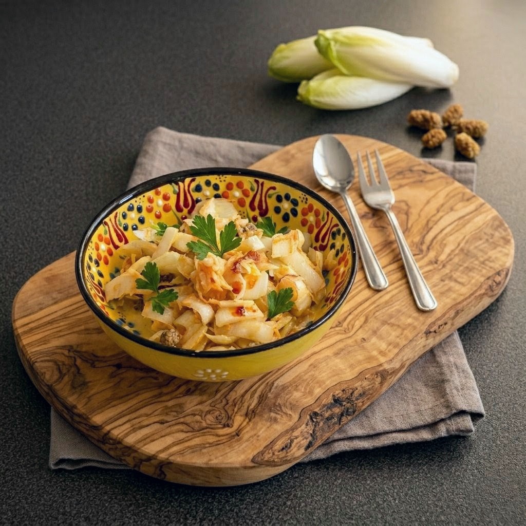 Scharfer Chicorée-Salat mit Apfel und Möhre